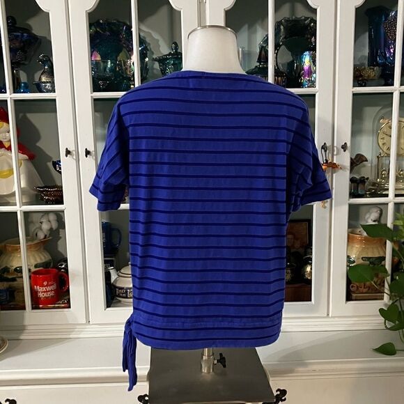 Chico’s Purple - Deep Purple Stripe Side-Tie Tee Sz iSmall - Picture 4 of 8
